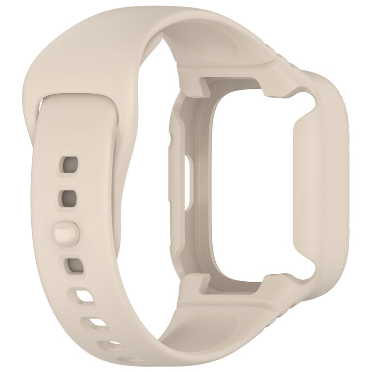 For Xiaomi Redmi Watch 3 Replacement Wrist Band Integrated Silicone Strap Watch Protective Case - Ivory White