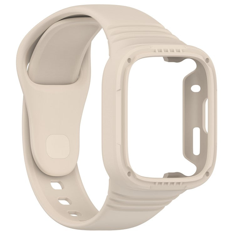 For Xiaomi Redmi Watch 3 Replacement Wrist Band Integrated Silicone Strap Watch Protective Case - Ivory White