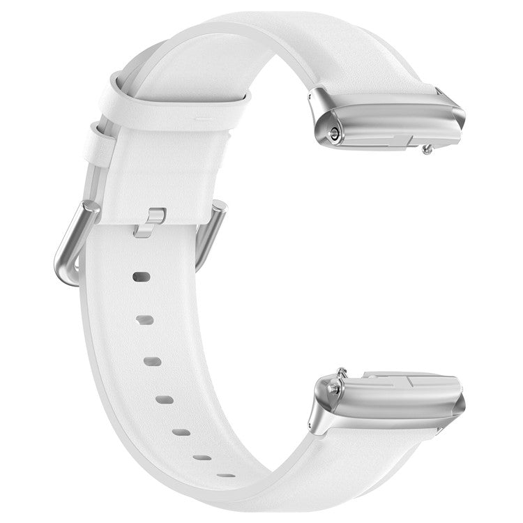 Watch Band for Xiaomi Redmi Watch 3 Active / Redmi Watch 3 Lite , Genuine Cow Leather Wrist Straps with Connector - White