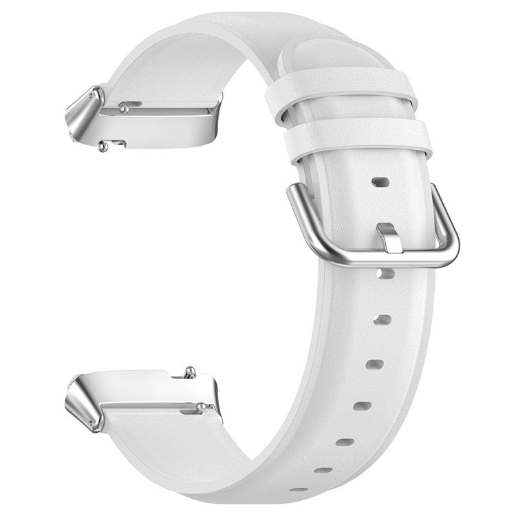 Watch Band for Xiaomi Redmi Watch 3 Active / Redmi Watch 3 Lite , Genuine Cow Leather Wrist Straps with Connector - White