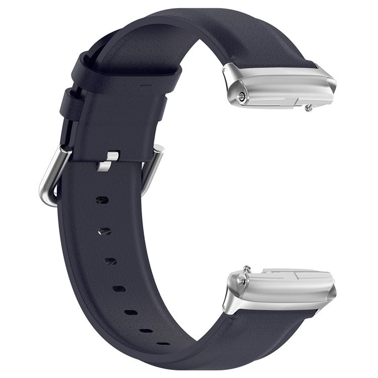Watch Band for Xiaomi Redmi Watch 3 Active / Redmi Watch 3 Lite , Genuine Cow Leather Wrist Straps with Connector - Navy Blue