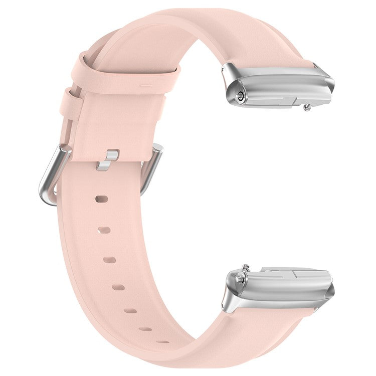 Watch Band for Xiaomi Redmi Watch 3 Active / Redmi Watch 3 Lite , Genuine Cow Leather Wrist Straps with Connector - Light Pink