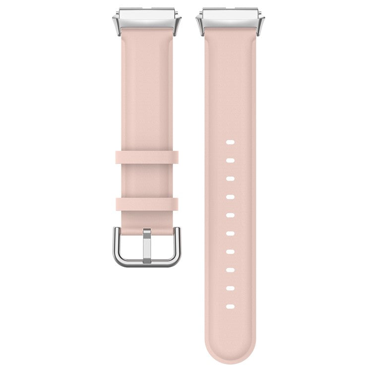 Watch Band for Xiaomi Redmi Watch 3 Active / Redmi Watch 3 Lite , Genuine Cow Leather Wrist Straps with Connector - Light Pink