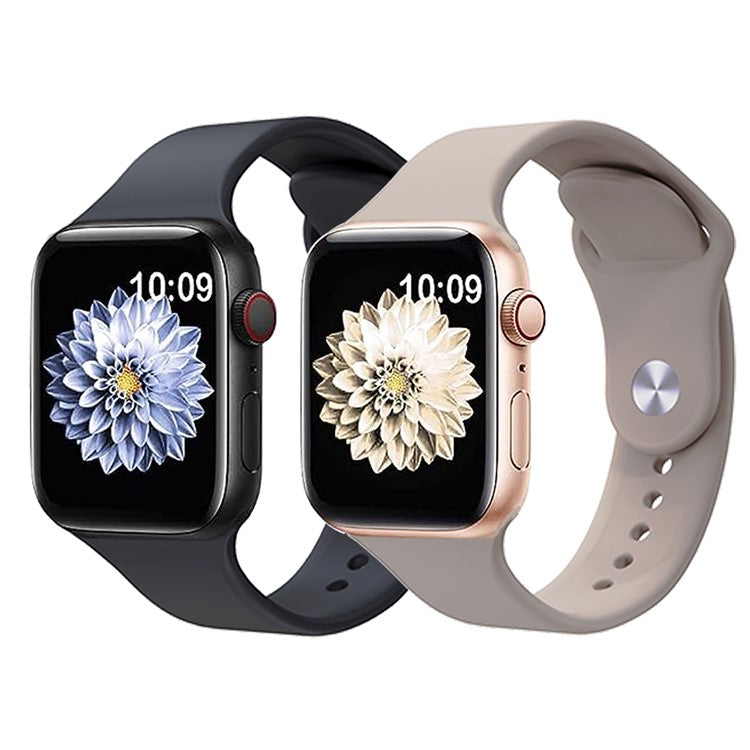 2Pcs Size M / L AW Silicone Strap for Apple Watch Series 10 42mm / 9 8 7 41mm / SE (2023) SE (2022) SE 6 5 4 40mm / 3 2 1 38mm Adjustable Watch Band - Black+Dark Grey