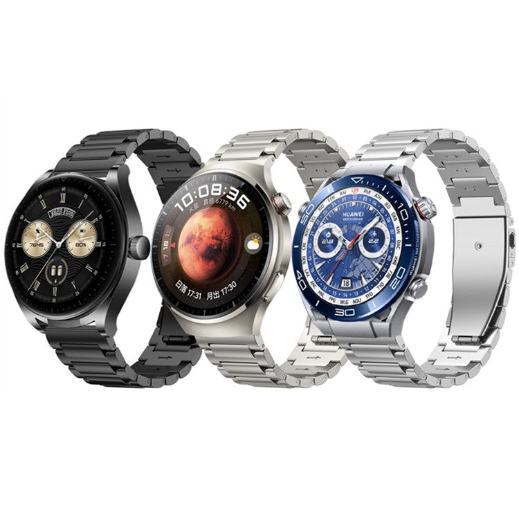 For Huawei Watch 4 / Watch 4 Pro / Samsung Galaxy Watch3 45mm / Gear S3 Frontier Flat Buckle Watch Strap 22mm Titanium Alloy Watchband - Titanium Grey