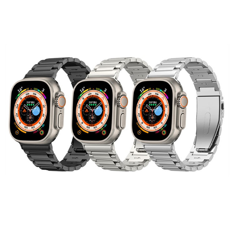 For Apple Watch Series 10 46mm / Ultra 2 Ultra 49mm / Series 9 8 7 45mm / 6 5 4 SE (2023) SE (2022) SE 44mm / 3 2 1 42mm Hard Titanium Alloy Watch Strap - Titanium Color