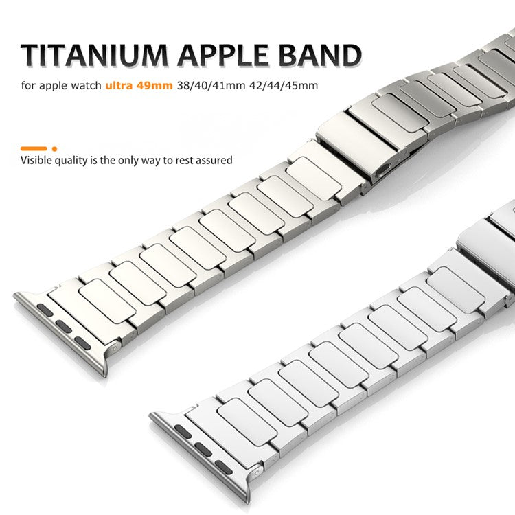 For Apple Watch Series 10 46mm / Ultra 2 Ultra 49mm / Series 9 8 7 45mm / 6 5 4 SE (2023) SE (2022) SE 44mm / 3 2 1 42mm Titanium Alloy Strap Watch Band - Titanium Color