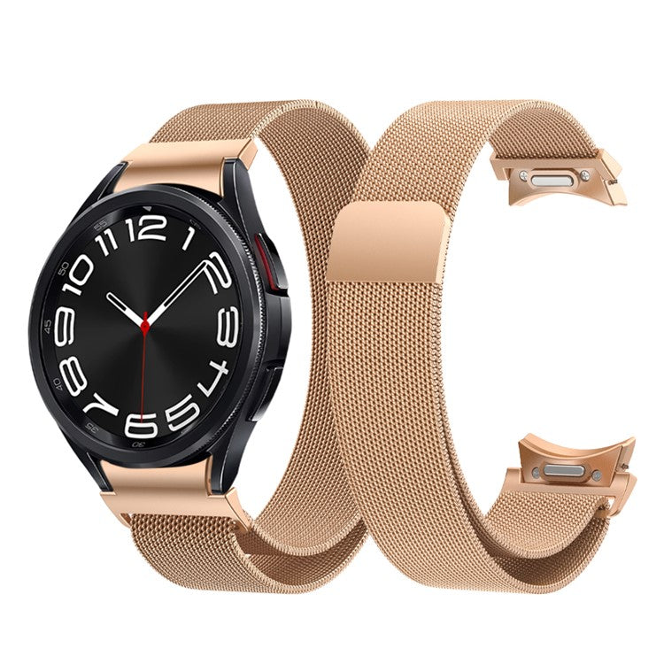 For Samsung Galaxy Watch FE 40mm / Watch6 / Watch6 Classic / Watch 5 / Watch 5 Pro Milanese Watch Strap Magnetic Metal Watchband - Rose Gold