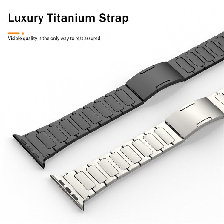 For Apple Watch Series 10 46mm / Ultra 2 Ultra 49mm / Series 9 8 7 45mm / 6 5 4 SE (2023) SE (2022) SE 44mm / 3 2 1 42mm Titanium Alloy Watch Strap - Black