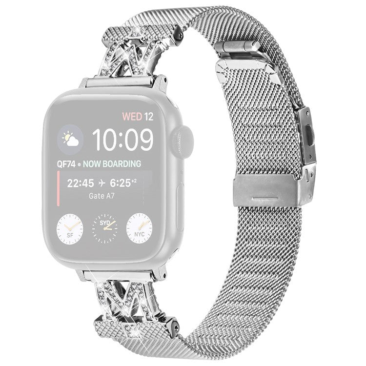 For Apple Watch Series 10 46mm / Ultra 2 Ultra 49mm / Series 9 8 7 45mm / 6 5 4 SE (2023) SE (2022) SE 44mm / 3 2 1 42mm Milanese Mesh Stainless Steel Watch Strap - Silver