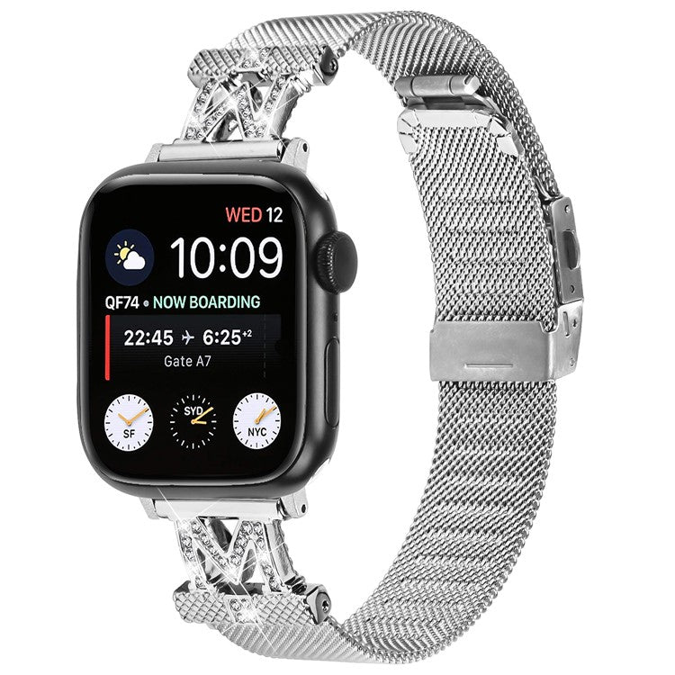 For Apple Watch Series 10 46mm / Ultra 2 Ultra 49mm / Series 9 8 7 45mm / 6 5 4 SE (2023) SE (2022) SE 44mm / 3 2 1 42mm Milanese Mesh Stainless Steel Watch Strap - Silver