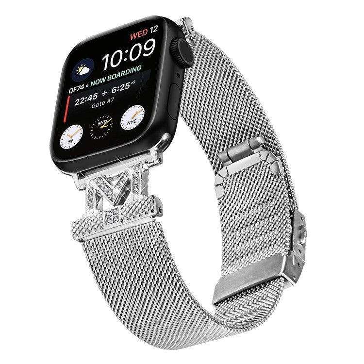 For Apple Watch Series 10 46mm / Ultra 2 Ultra 49mm / Series 9 8 7 45mm / 6 5 4 SE (2023) SE (2022) SE 44mm / 3 2 1 42mm Milanese Mesh Stainless Steel Watch Strap - Silver