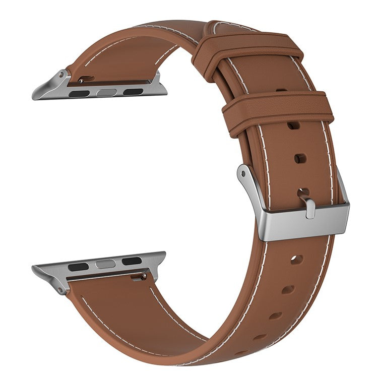 AW 22mm Watch Strap for Apple Watch Series 10 42mm / 9 8 7 41mm / SE (2023) SE (2022) SE 6 5 4 40mm / 3 2 1 38mm TPU Stitching Watchband - Brown