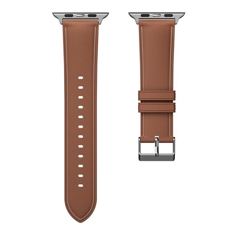 AW 22mm Watch Strap for Apple Watch Series 10 42mm / 9 8 7 41mm / SE (2023) SE (2022) SE 6 5 4 40mm / 3 2 1 38mm TPU Stitching Watchband - Brown