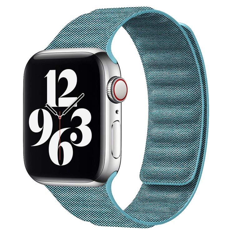 AW Watch Strap for Apple Watch Series 10 42mm / 9 8 7 41mm / SE (2023) SE (2022) SE 6 5 4 40mm / 3 2 1 38mm Magnetic Denim Cloth Watchband - Cyan