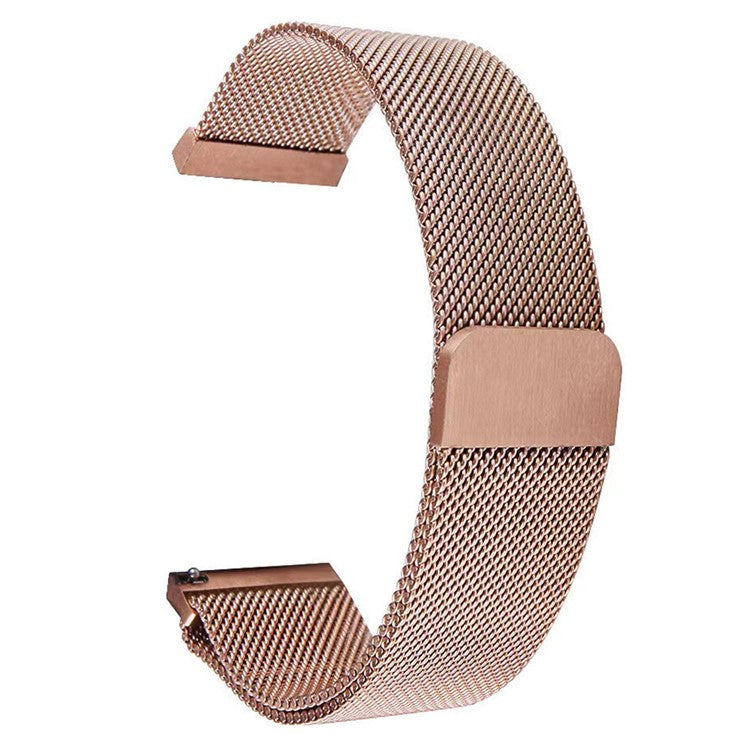 Milanese Mesh Band for Garmin Forerunner 255S / Xiaomi Mi Watch , 18mm Stainless Steel Magnetic Wristband - Rose Gold
