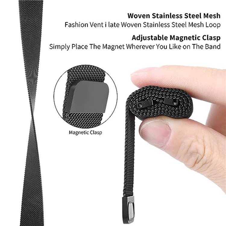 Milanese Mesh Band for Garmin Forerunner 255S / Xiaomi Mi Watch , 18mm Stainless Steel Magnetic Wristband - Rose Gold