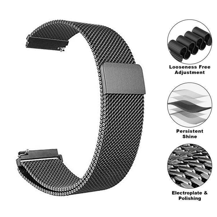 Milanese Mesh Band for Garmin Forerunner 255S / Xiaomi Mi Watch , 18mm Stainless Steel Magnetic Wristband - Rose Gold