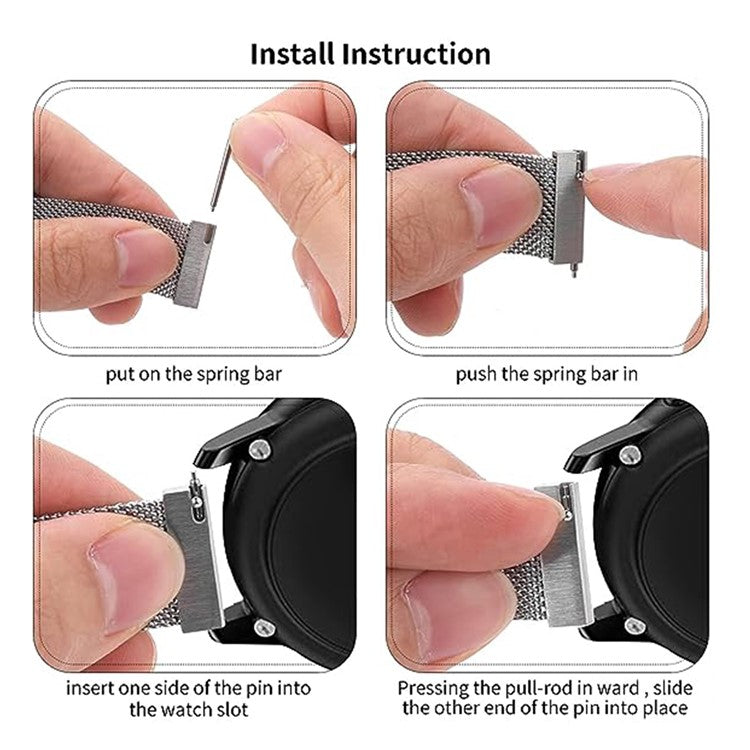 Milanese Mesh Band for Garmin Forerunner 255S / Xiaomi Mi Watch , 18mm Stainless Steel Magnetic Wristband - Rose Gold