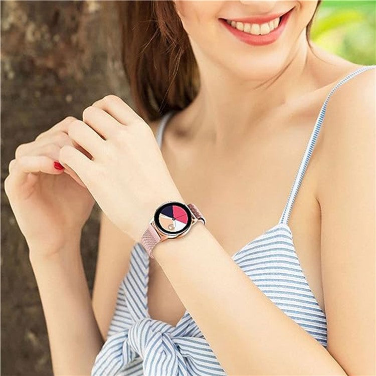 Milanese Mesh Band for Garmin Forerunner 255S / Xiaomi Mi Watch , 18mm Stainless Steel Magnetic Wristband - Rose Gold