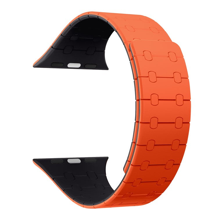 AP Silicone Magnetic Smart Watch Band for Apple Watch Series 10 46mm / Ultra 2 Ultra 49mm / Series 9 8 7 45mm / 6 5 4 SE (2023) SE (2022) SE 44mm / 3 2 1 42mm - Orange / Midnight