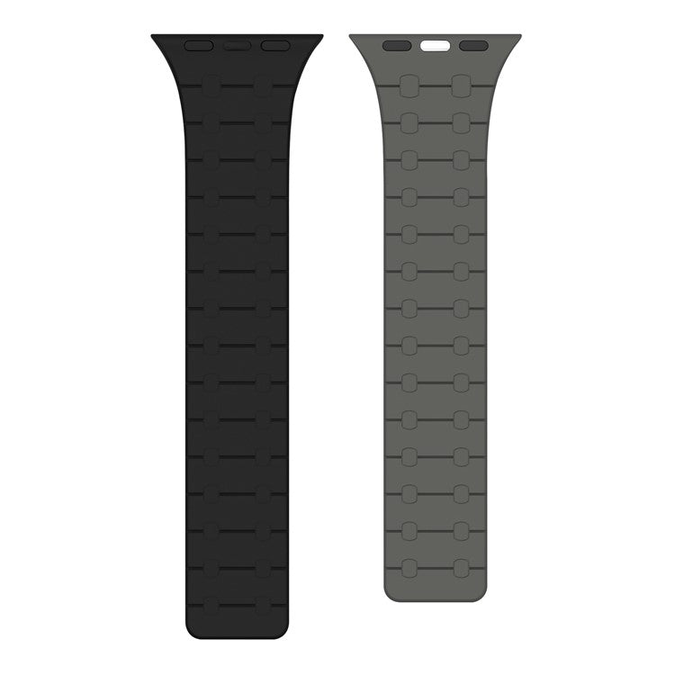 Wrist Strap for Apple Watch Series 10 42mm / 9 8 7 41mm / SE (2023) SE (2022) SE 6 5 4 40mm / 3 2 1 38mm Silicone Magnetic Band - Black+Grey