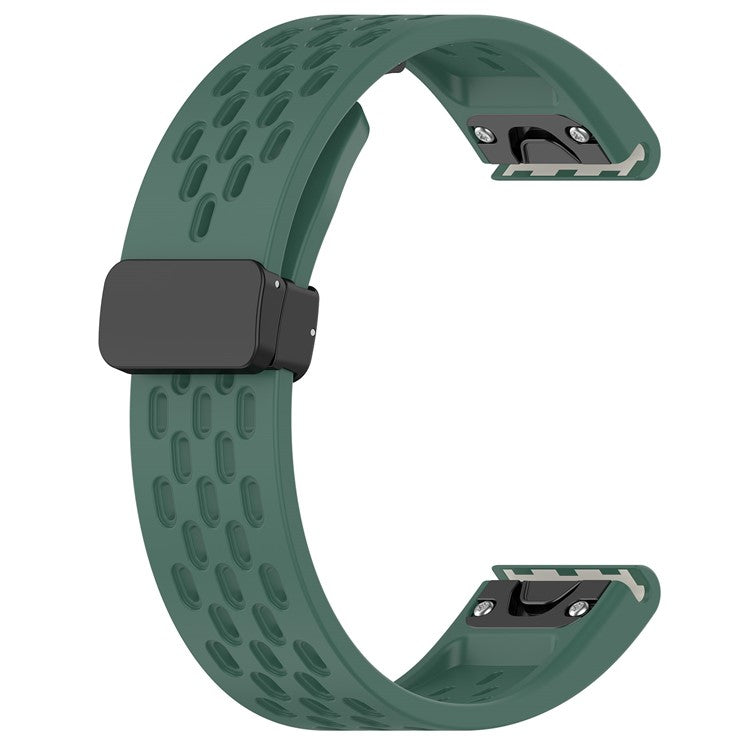Silicone Watch Bands for Garmin Fenix 8 51mm / Enduro 3 / 7X Pro / 7X , 26mm Quick Release Multi-Hole Wrist Strap with Folding Buckle - Dark Green