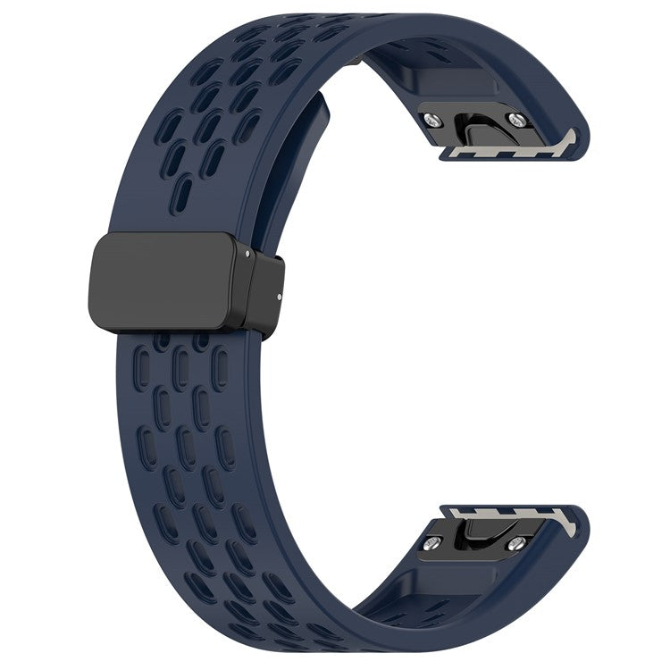 Silicone Watch Bands for Garmin Fenix 8 51mm / Enduro 3 / 7X Pro / 7X , 26mm Quick Release Multi-Hole Wrist Strap with Folding Buckle - Midnight Blue