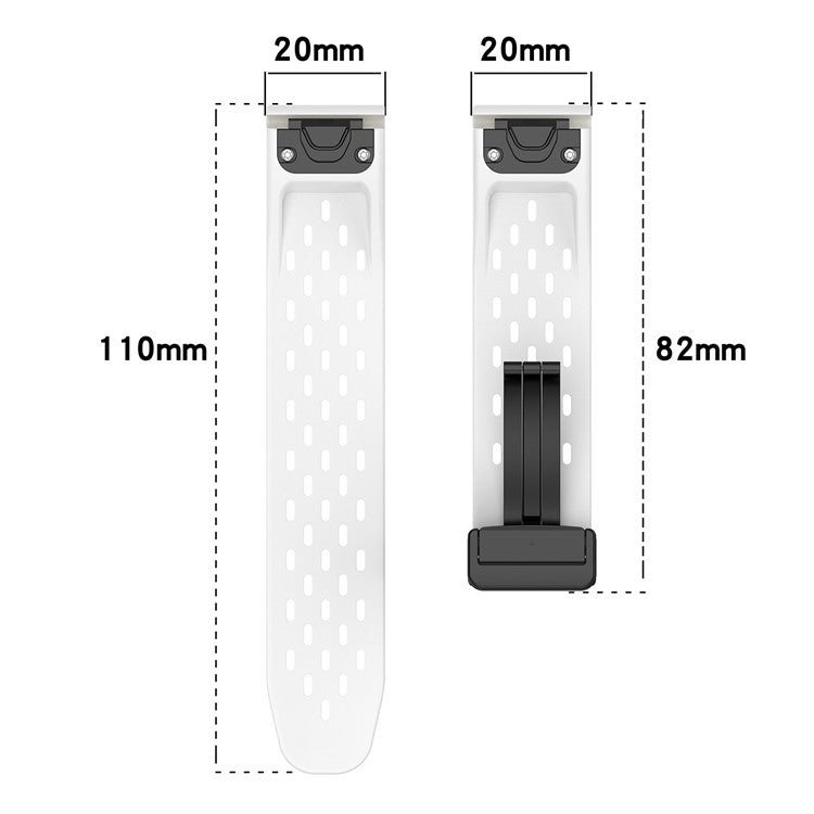 20mm Silicone Watch Bands for Garmin Fenix 8 43mm / Fenix 7S Pro / 7S , Multi-Hole Design Quick Release Strap with Folding Buckle - Starlight