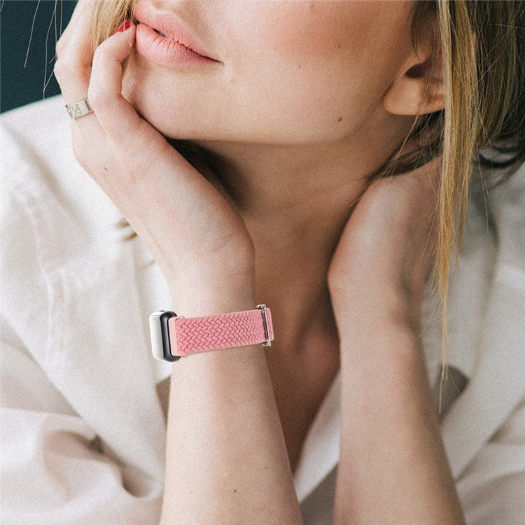 For Xiaomi Smart Band 8 Pro Nylon Watch Band Adjustable Woven Strap - Pink