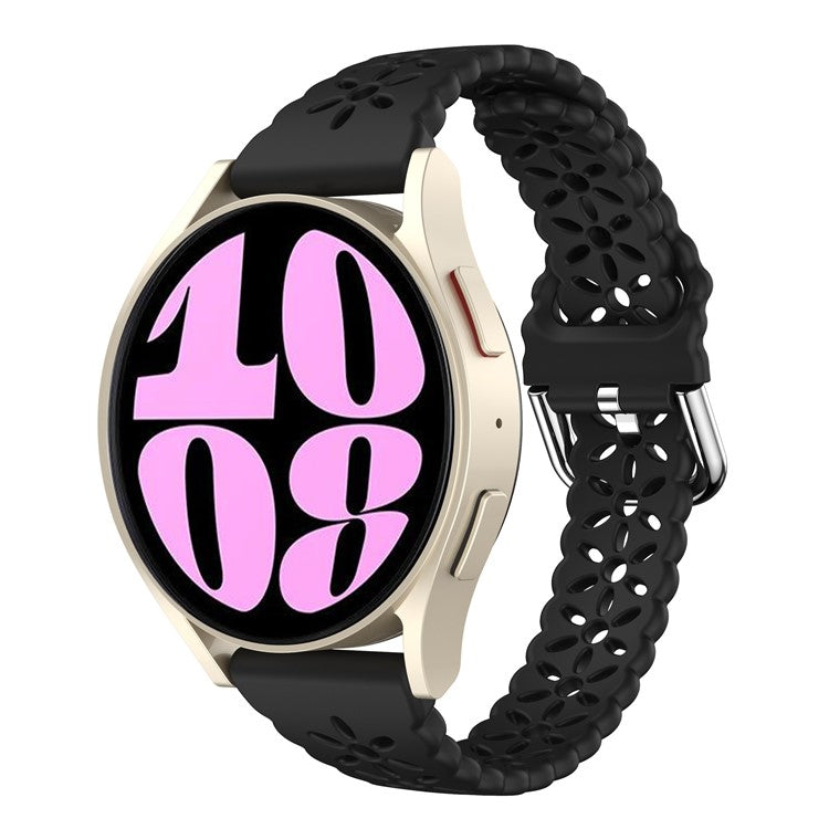 For Samsung Galaxy Watch FE 40mm / Watch6 / 6 Classic / Watch 5 / 5 Pro / Watch4 Silicone Strap 20mm Watch Band - Black