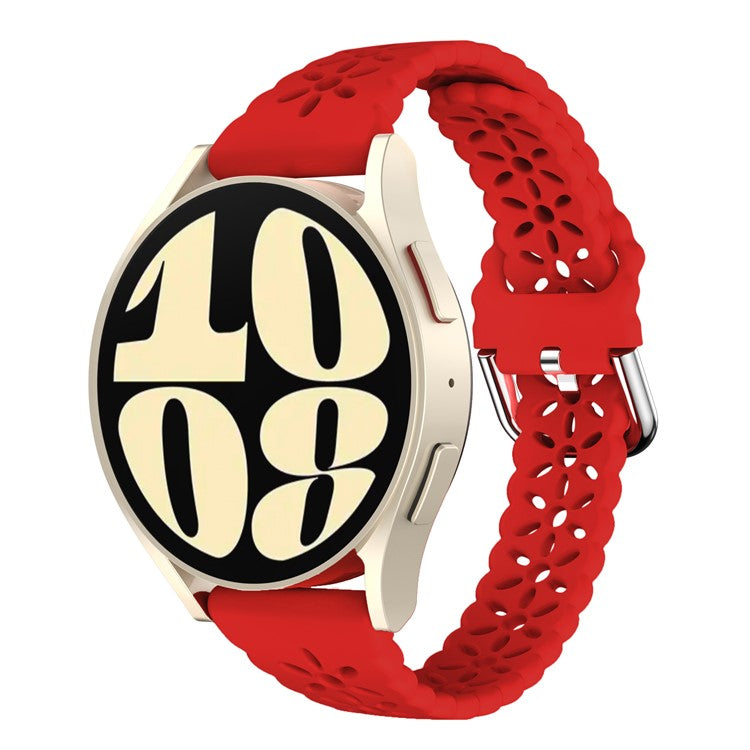 For Samsung Galaxy Watch FE 40mm / Watch6 / 6 Classic / Watch 5 / 5 Pro / Watch4 Silicone Strap 20mm Watch Band - Red