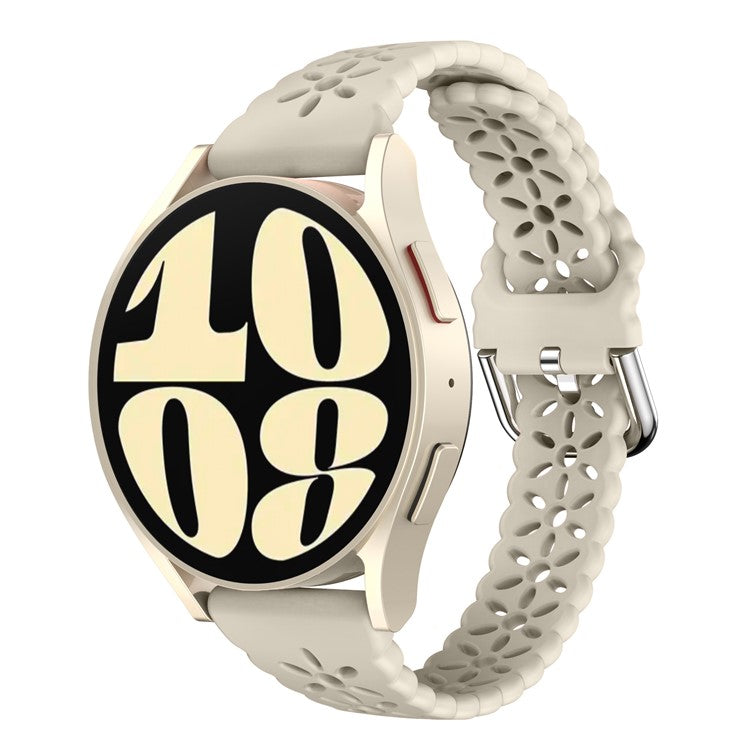 For Samsung Galaxy Watch FE 40mm / Watch6 / 6 Classic / Watch 5 / 5 Pro / Watch4 Silicone Strap 20mm Watch Band - Starlight