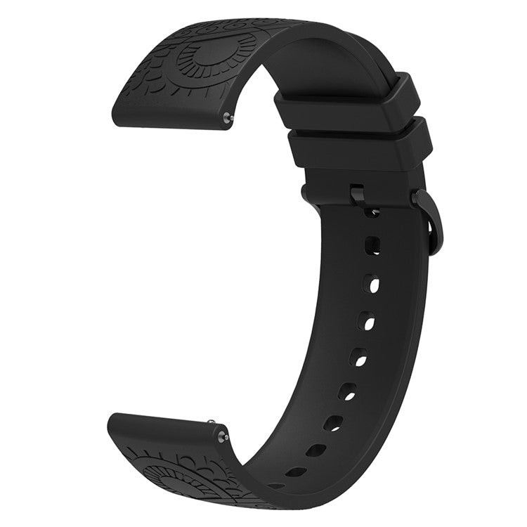 For Garmin Vivomove / Samsung Gear Sport / Pebble 2 / Huawei Watch 2 Patten Silicone Strap 20mm Watchband - Black