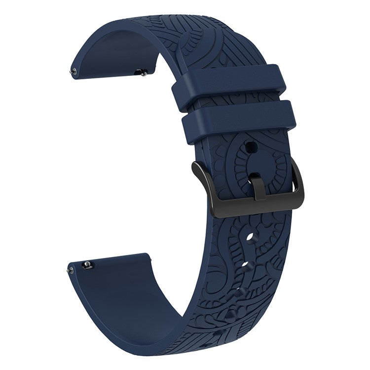 For Garmin Vivomove / Samsung Gear Sport / Pebble 2 / Huawei Watch 2 Patten Silicone Strap 20mm Watchband - Navy Blue