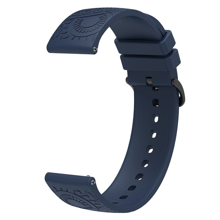 For Garmin Vivomove / Samsung Gear Sport / Pebble 2 / Huawei Watch 2 Patten Silicone Strap 20mm Watchband - Navy Blue