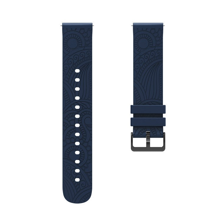 For Garmin Vivomove / Samsung Gear Sport / Pebble 2 / Huawei Watch 2 Patten Silicone Strap 20mm Watchband - Navy Blue