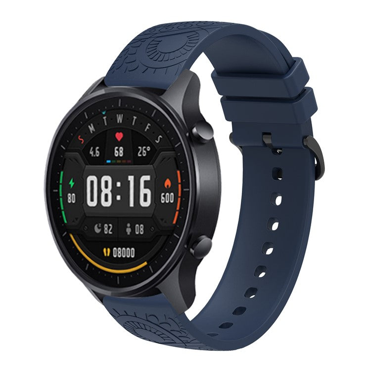 For Garmin Vivomove / Samsung Gear Sport / Pebble 2 / Huawei Watch 2 Patten Silicone Strap 20mm Watchband - Navy Blue