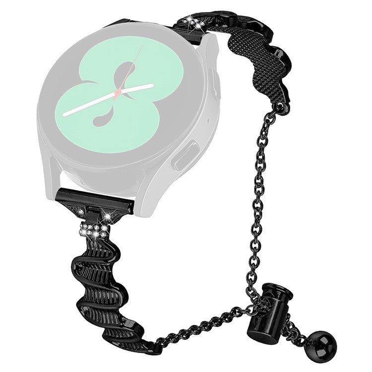 For Samsung Galaxy Watch Active / Active2 40mm / Active2 44mm Rhinestone Decor Stainless Steel Watch Band 20mm Bracelet Strap - Black