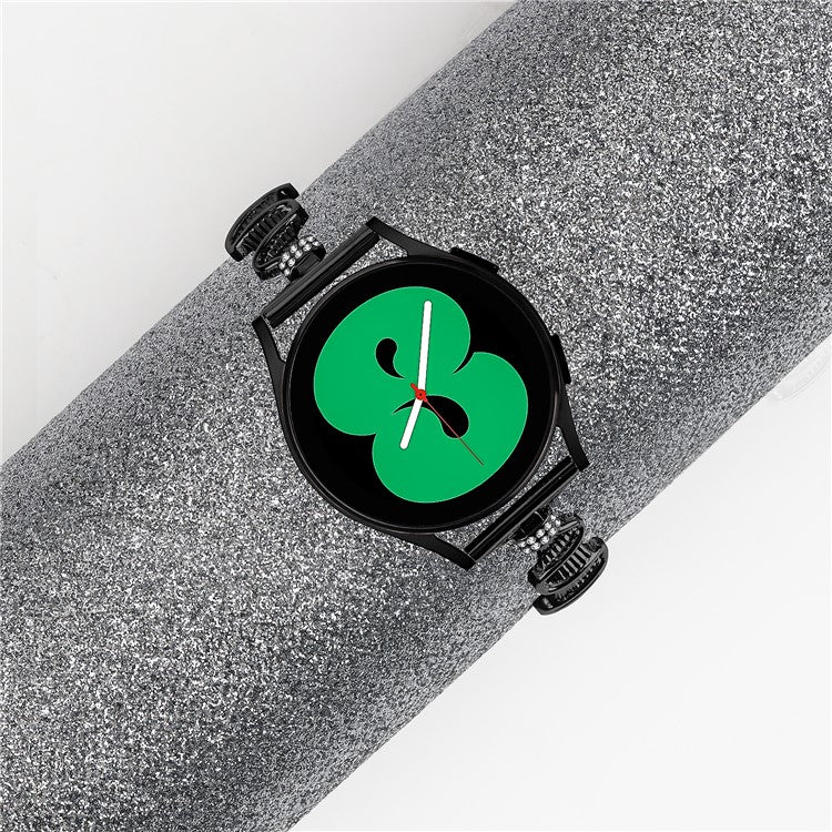 For Samsung Galaxy Watch Active / Active2 40mm / Active2 44mm Rhinestone Decor Stainless Steel Watch Band 20mm Bracelet Strap - Black