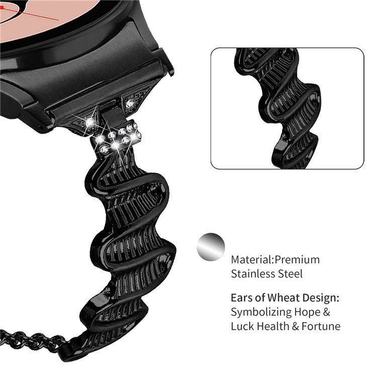 For Samsung Galaxy Watch6 40mm / 44mm / Watch6 Classic 43mm Watch Band with Connector Alloy Bracelet Strap - Black