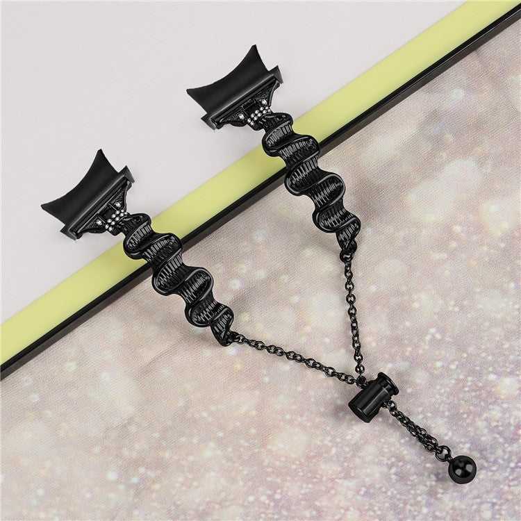 For Samsung Galaxy Watch6 40mm / 44mm / Watch6 Classic 43mm Watch Band with Connector Alloy Bracelet Strap - Black