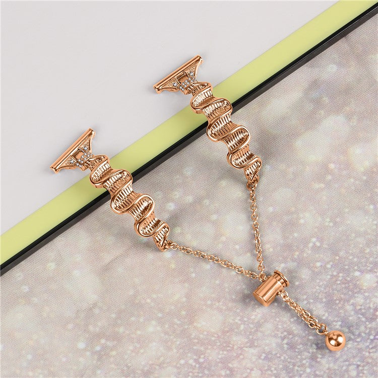 For Samsung Galaxy Watch4 / 4 Classic / Watch 5 Alloy Watch Band 20mm Rhinestones Decor Bracelet Strap - Rose Gold