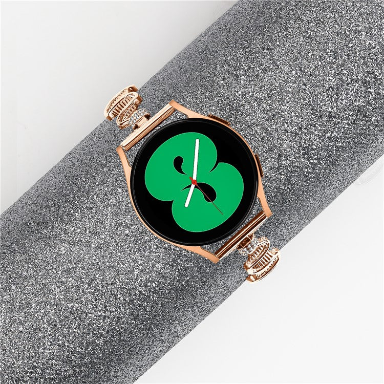 For Samsung Galaxy Watch4 / 4 Classic / Watch 5 Alloy Watch Band 20mm Rhinestones Decor Bracelet Strap - Rose Gold