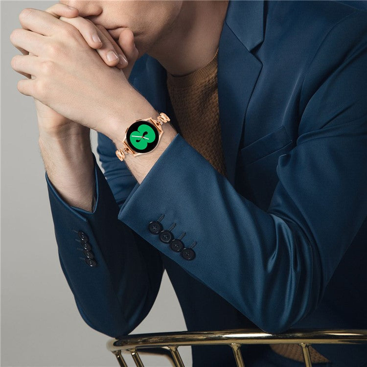 For Samsung Galaxy Watch4 / 4 Classic / Watch 5 Alloy Watch Band 20mm Rhinestones Decor Bracelet Strap - Rose Gold