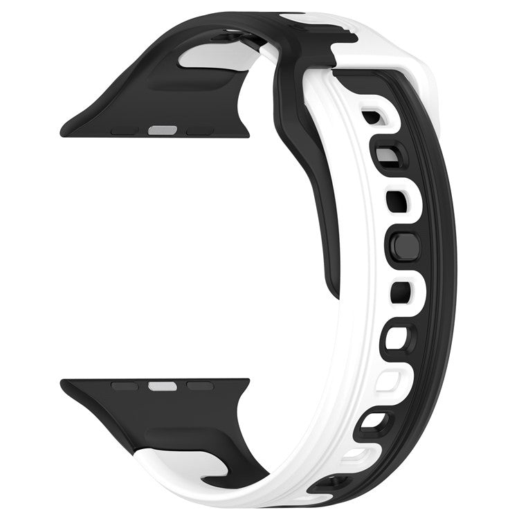 Watch Strap for Apple Watch Series 10 42mm / 9 8 7 41mm / SE (2023) SE (2022) SE 6 5 4 40mm / 3 2 1 38mm Dual-Color Silicone Band - Black / White