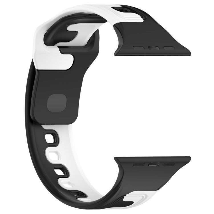 Watch Strap for Apple Watch Series 10 42mm / 9 8 7 41mm / SE (2023) SE (2022) SE 6 5 4 40mm / 3 2 1 38mm Dual-Color Silicone Band - Black / White