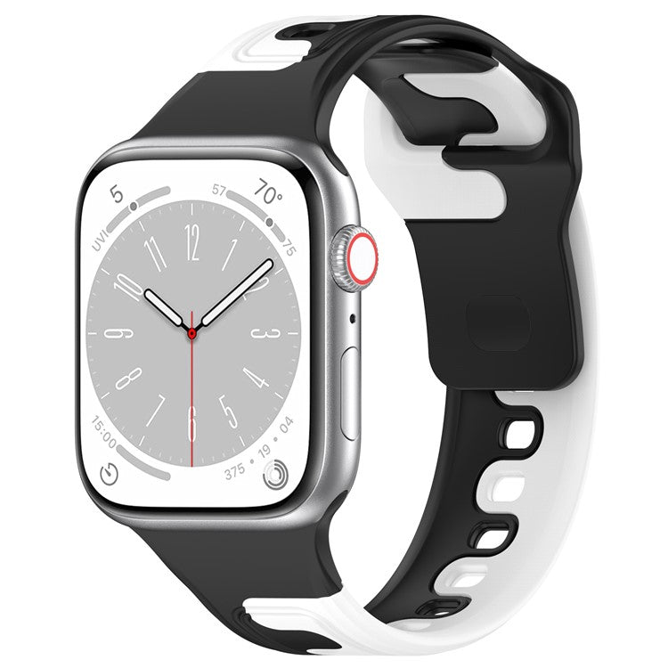 Watch Strap for Apple Watch Series 10 42mm / 9 8 7 41mm / SE (2023) SE (2022) SE 6 5 4 40mm / 3 2 1 38mm Dual-Color Silicone Band - Black / White