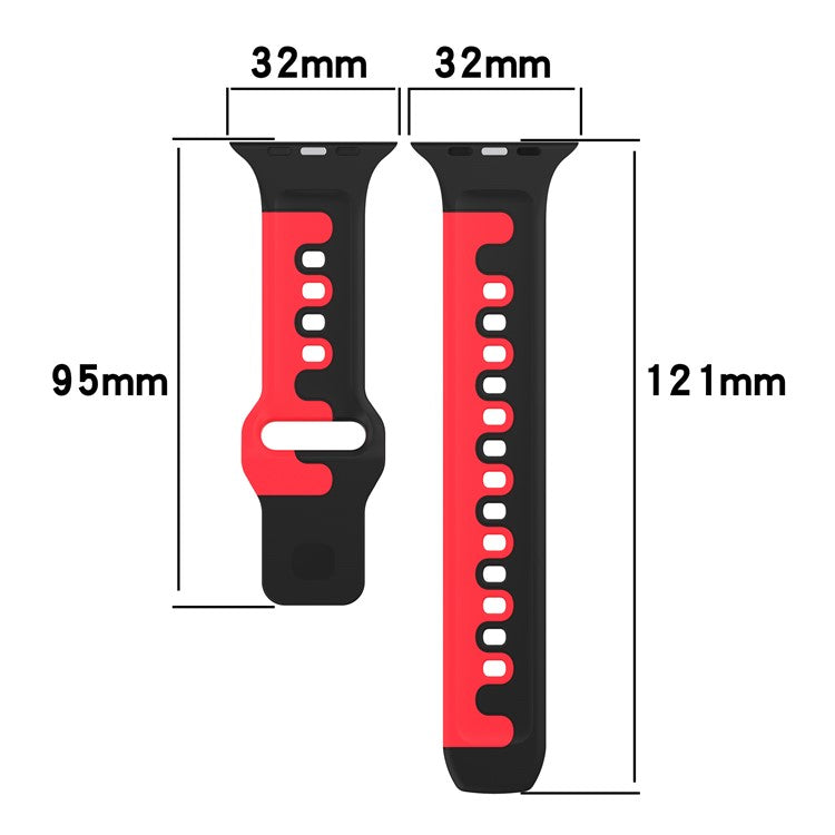 Watch Strap for Apple Watch Series 10 42mm / 9 8 7 41mm / SE (2023) SE (2022) SE 6 5 4 40mm / 3 2 1 38mm Dual-Color Silicone Band - Black / White