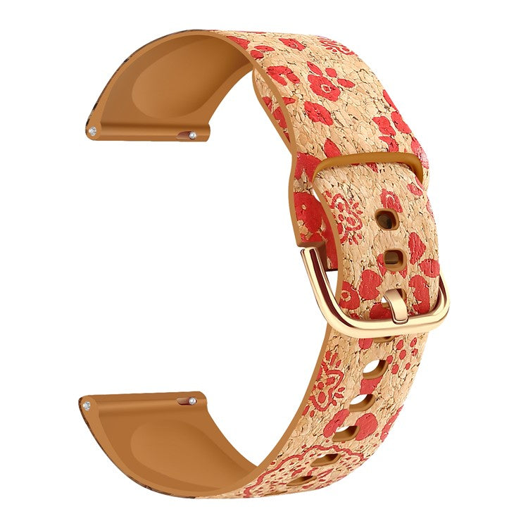 20mm Watch Band for Samsung Galaxy Watch6 Classic 43mm 47mm / Watch6 40mm 44mm Genuine Tree Leather+TPE Strap - Style H